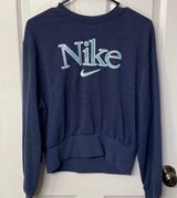 Nike Sweatshirt Pullover Retro Crushed Velvet Logo Blue Photo 0