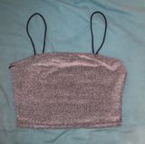 SheIn Silver Sparkly Crop Top Photo 0