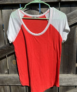 Gap Womens Short Sleeve Crew Neck White & Orange T-Shirt Top Photo 0