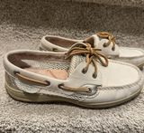 Sperry Top Sider Women's Boat Shoes Cream Gold Mesh Laces Size 7.5M Photo 0