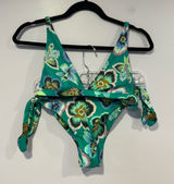 Aerie‎ green tropical floral Triangle bikini set Photo 0