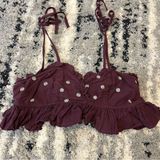 Free People Embellished Purple Ruffle Tank Crop Top Medium Photo 0