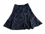 Roz&Ali Ladies Women's Casual Stretch Skirt XS Navy Blue Velvet Roses Pattern  Photo 0