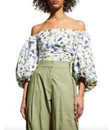 Tanya Taylor Floral Alondra Top White Womens Size 4 Photo 0