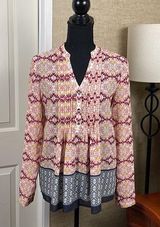 HD in Paris Anthropologie  Top Size 2 Prairie Cottagecore Pleated Sheer Photo 0