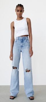 ZARA Ripped Wide Leg Jeans Photo 0