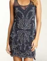 Free People Ice Ice Baby Beaded Embroidered Dress Blue Photo 0