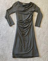 MM LaFleur Annabel Dress Womens Small Grey Ruched Lined Classic Career Stretch Photo 0