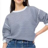 Stripe Blue White Reversible Quilt Pullover Sweater Size XS Photo 0