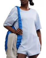 Free People Movement Hot Shot Tee Romper in Steel size L NWT Photo 0