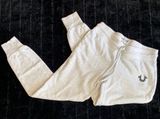 WOMEN'S TRUE RELIGION GRAY HORSESHOE JOGGERS WITH BLACK CRYSTAL LOGO SIZE SMALL Photo 0