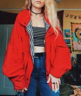 Red Bomber Jacket Size L Photo 0