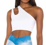 Nubyen X Revolve One Shoulder Sports Bra Sz Large White Cutout Photo 0