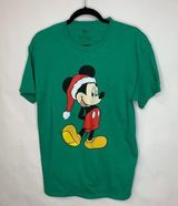 Disney Mickey Mouse Santa Green T Shirt Sz Medium 100% Cotton Photo 0