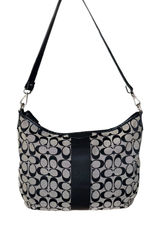 COACH Signature Monogram Handbag Grey Black Canvas Purse F29941 Photo 0