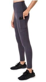 Tuff Athletics Womens High Waisted Legging with Pockets Charcoal Gray Size Large Photo 0