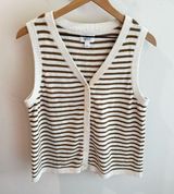 Croft & Barrow Cream/Tan Striped Button Front Sweater Vest Large Photo 0