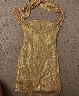 Gold halter mini dress Size M Photo 0