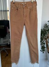 Free People We The Free Tan High Rise Skinny Jeans with Frayed Hem Photo 0
