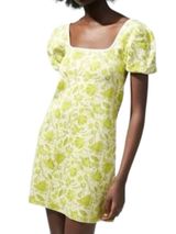 Lime Green Yellow Dress Shift Jacquard Floral Grandma Core S Photo 0