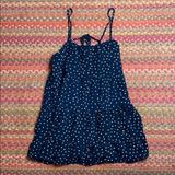 CATCH ME NAVY POLKA DOT CAMI TIERED SUNDRESS Tan Size M Photo 0