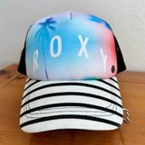 Roxy Women's Water Come Down Trucker Hat Palm Trees Adjustable Back Striped Bill Photo 0