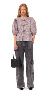 Ganni Floral Cotton Poplin Top Photo 0