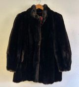 Vintage Brown Faux Fur Coat Classic Retro Winter Fall Large Photo 0