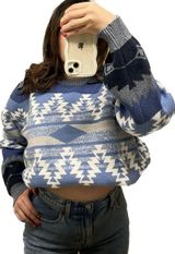 American Rag Aztec Western Chunky Christmas Crew Neck Sweater blue navy unisex Photo 0