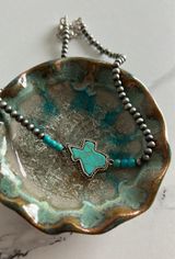 Faux Pearl & Turquoise Necklace Blue Photo 0