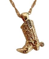 Anthropologie Gold Plated Boot Chain Pendant Necklace stainless steel womens jewelry Photo 0