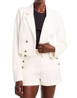 AQUA  Blazer Jacket Size Small Womens Ivory Crepe Cropped Suit NWT Photo 0