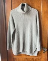 Abercrombie & Fitch Gray Ribbed Knit Turtleneck Sweater | Soft A&F Collection Photo 0