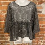 Gypsies & Moondust juniors size Large  sheer lace top gray Photo 0