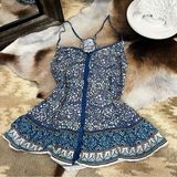 Y2K American Eagle Blue Floral Tank Top Photo 0