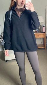 Ribbed Cotton Oversized Quarter Zip Sweatshirt Photo 0