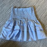 Storia Blue Tiered Smocked Mini Skirt Photo 0