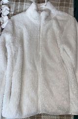 Laura Scott White Fuzzy Zip Up Photo 0