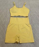 Boutique Biker Shorts & Crop Top set Yellow Photo 0