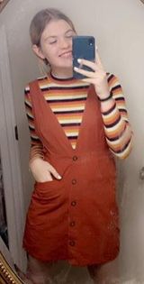 Orange Overall Dress Photo 0