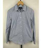 J. Crew Blue White 365 Slim Fit Button Up Collared Long Sleeve Top Size 4 Photo 0