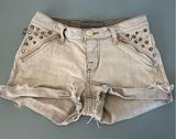 Rock & Republic  womens grey cut off studded jeans shorts size 0 Photo 0