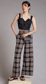 Maeve Plaid Wide-Leg High Waisted Pants Anthropologie Photo 0