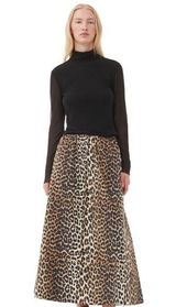Ganni  LEOPARD PRINTED ELASTICATED MAXI SKIRT Size 40 / Large / 10 NWT SILK Photo 0