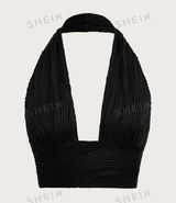 Backless Cropped Halter Top Photo 0