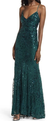 Lulus Green Sequin Prom Dress Photo 0