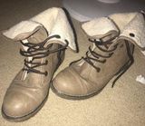 Brown Gladiator Combat FUR Boots Tan Size 7.5 Photo 0
