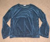 Carolina belle  Montreal Long Sleeve Dark Green Velour Striped Top Photo 0