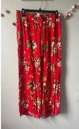 Joe Benbasset Red Floral Hawaiian Palazzo Pants Photo 0