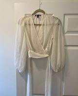 Banana Republic Crinkle Wrap Sheer Top White  Photo 0